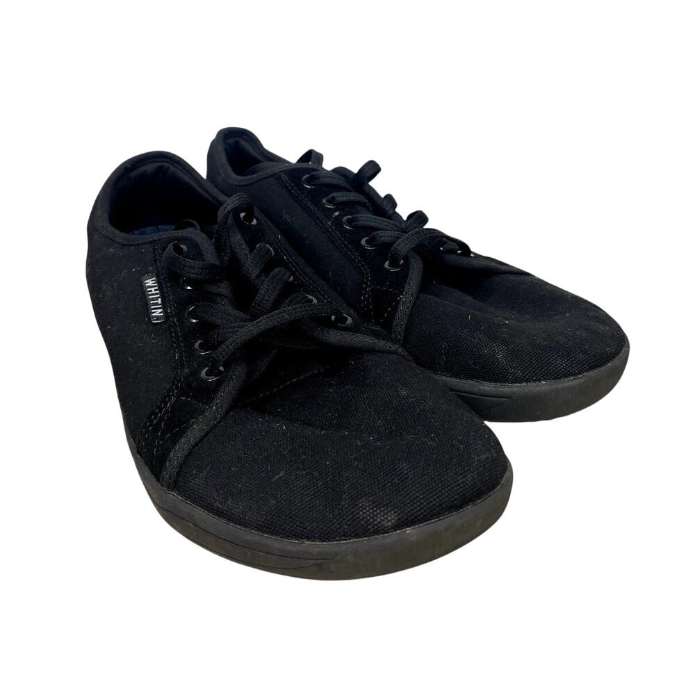 WHITIN Minimalist black canvas low-top barefoot sneakers 42
